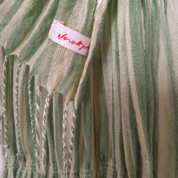 COPY - Green Cotton Striped Scarf - Picture 2 of 3